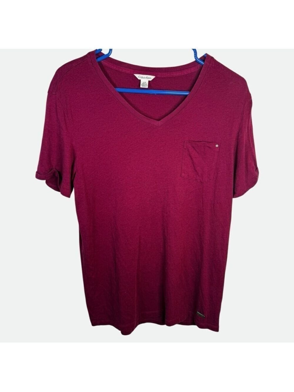 Calvin Klein Pink Fuchsia V-Neck Pocket Tee Large